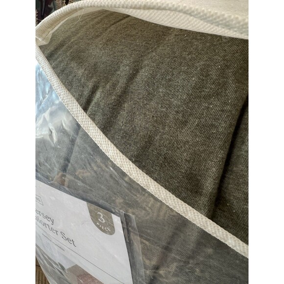 King Dark Olive Green Heather Jersey Comforter Set - Threshold Modern Design NEW - Picture 7 of 9